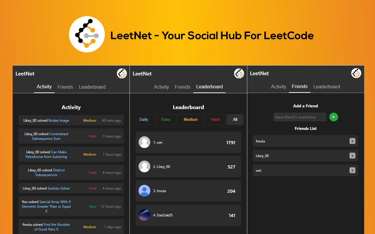 LeetNet Mockup